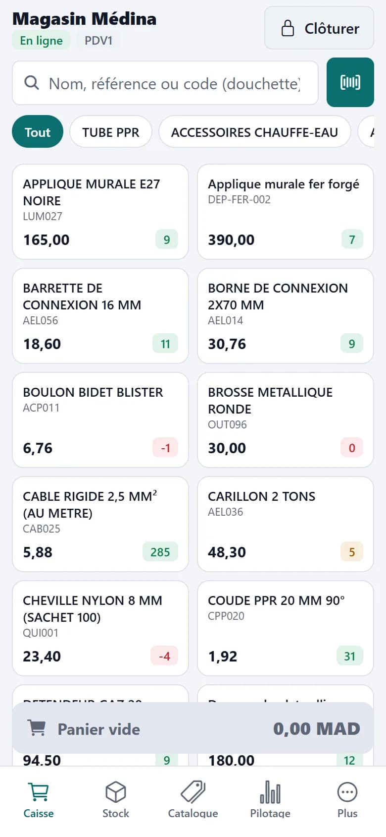 Caisse sur téléphone